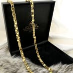 Lange gouden herenketting met zirconia; Magnum chain, Sieraden, Tassen en Uiterlijk, Kettingen, Gebruikt, Overige kleuren, Ophalen of Verzenden