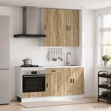 vidaXL Keukenblok PORTO 5 st Sonoma Eiken Bewerkt hout, Verzenden, Nieuw, Bruin