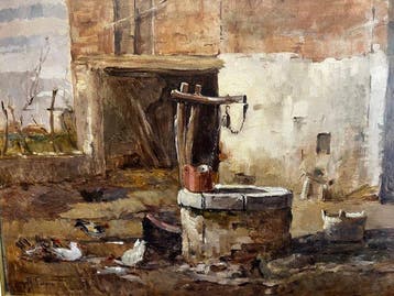 A. Coceani (1894–1983) - Cortile a Rualis, Antiek en Kunst