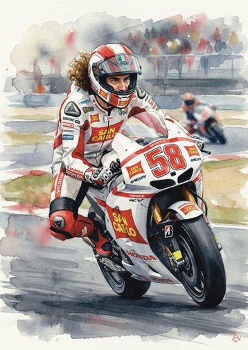 ANDSAL - Marco Simoncelli Forever Moto Gp Icon Watercolor, Nieuw