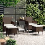 vidaXL 5-delige Bistroset poly rattan en gehard glas bruin, Tuin en Terras, Verzenden, Nieuw, Rotan
