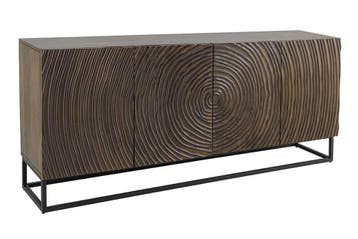 Massief dressoir ZEN CIRCLES 180cm donkerbruin mangohout 3D, Ophalen of Verzenden, Nieuw