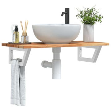 vidaXL Badkamer wandschap staal en massief acaciahout, Verzenden, Nieuw