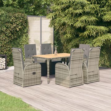 vidaXL 7-delige Tuinset met kussens poly rattan grijs, Verzenden, Nieuw, 6 zitplaatsen, Tuinset