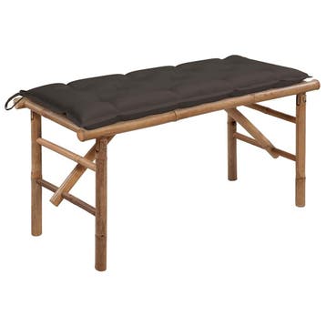 vidaXL Tuinbank inklapbaar met kussen 118 cm bamboe, Tuin en Terras, Tuinbanken, Verzenden, Nieuw, Hout