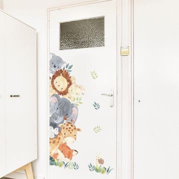Grote muur- of deur stickerset Jungle Animals Rainbow, Verzenden, Nieuw, Wanddecoratie