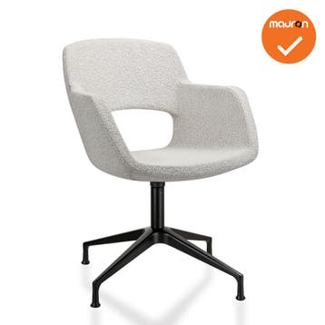 Bouclé - Vergaderstoel - Onderstel met doppen - Wit, Vergader- of Presentatieruimte, Ophalen of Verzenden, Gebruikt, Stoel