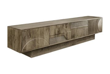 TV-meubel ART DECO 200cm 3D mangohout grijs - 46804, Ophalen of Verzenden, Nieuw