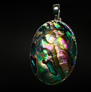 Abalone-hanger - gezet in zilver 925 Sieraden - Hoogte: 35, Verzamelen