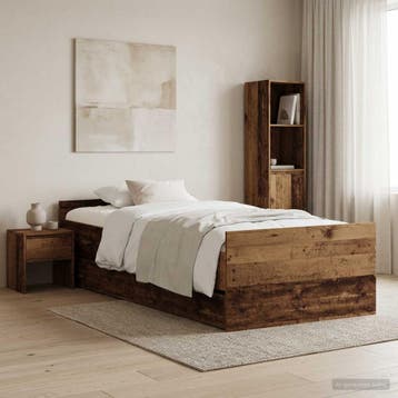 vidaXL Bedframe Oud hout 100 x 200 cm Bewerkt hout, Huis en Inrichting, Slaapkamer | Bedden, Verzenden, Nieuw, Bruin, Hout