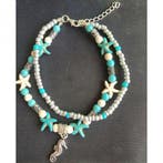 Armband/enkelbandje met zeepaardje 21-26cm Turquoise howlite, Ophalen of Verzenden, Nieuw, Overige typen
