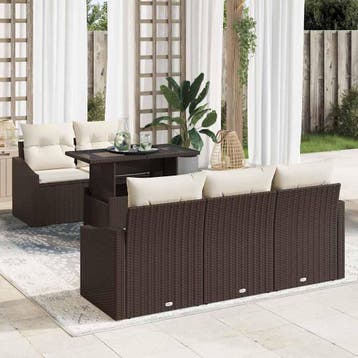 vidaXL Tuin Sofa Set 6 st Bruin poly rattan, Verzenden, Nieuw, 6 zitplaatsen