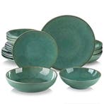 Bauhaus Groen Reliëf Serviesset 16-delig – Keramisch Servies, Verzenden, Nieuw, Keramiek, Compleet servies