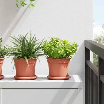 vidaXL Ronde Bloempot 24 st Baksteenrood Ø 15 x 12 cm, Kunststof, Minder dan 30 cm, Verzenden, Minder dan 60 cm