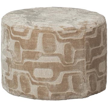 WOOOD Yago Poef - Viscose/Polyester - Naturel - 43x60x60, Nieuw
