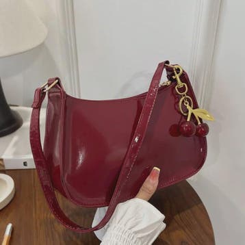 Retro PU Leren Schoudertas Dames met Kersenhanger - Vintage, Verzenden, Nieuw