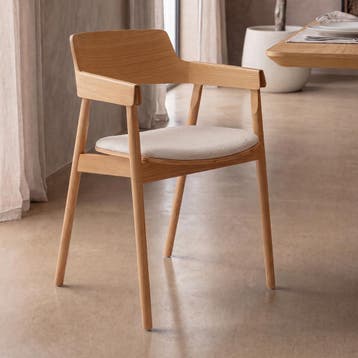 *WOONWINKEL* Plywood Eetkamerstoel Met Armleuningen, Verzenden, Nieuw, Stof
