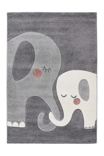 Kindervloerkleed | Happy | Olifanten | Zilver | 120x170 cm, Verzenden, Nieuw
