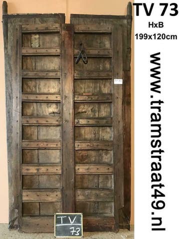 Antieke deuren uit teakhout, als schuifdeur of draaiend, 100 tot 120 cm, Overige typen, Minder dan 200 cm, Nieuw