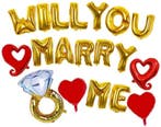 19-delige ballonnen set Will You Marry Me goud met rood, Verzenden, Nieuw, Versiering, Valentijn of Romantisch