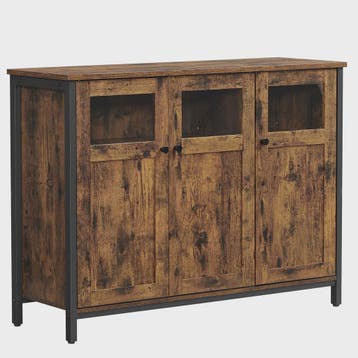 Industrieel Sideboard met Glazen Deuren - 100x35x75 cm, Huis en Inrichting, Kasten | Buffetkasten, Verzenden, Nieuw
