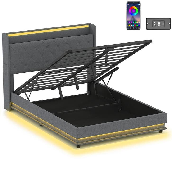 Bedframe 140 X 200 Cm Met Hoofd- En Voeteneinde, Platformbed, Huis en Inrichting, Kasten | Wandmeubels, Nieuw, Verzenden