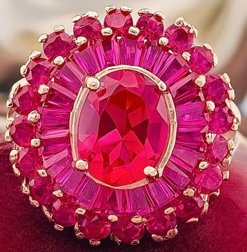 Zonder minimumprijs - Ring - 9 kt. Roségoud, Zilver Robijn -, Nieuw