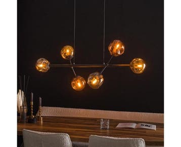 Hanglamp Molecule 6 lampen mix glass - Artic zwart, Ophalen of Verzenden, Nieuw