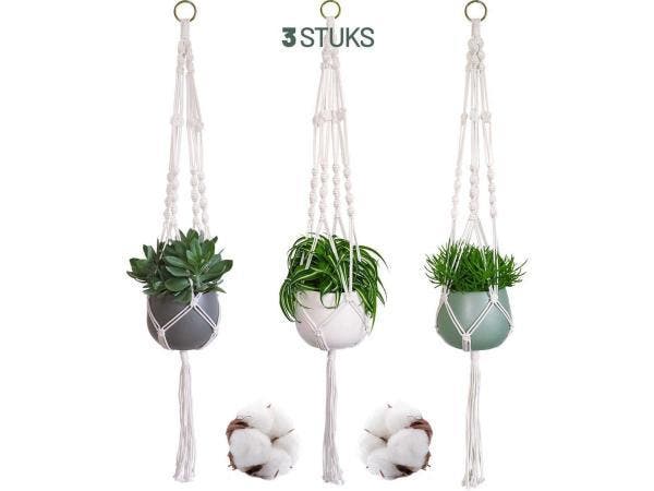 Veiling - Gadgy Plantenhanger Macramé 3 stuks - Hangpot, Tuin en Terras, Bloempotten