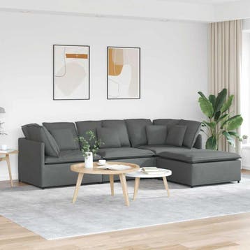 vidaXL Modulaire bank met voetenbank en kussens stof, Huis en Inrichting, Banken | Bankstellen, Verzenden, Nieuw, Stof