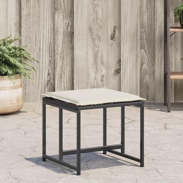vidaXL Tuinkrukken met kussens 4 st poly rattan zwart, Verzenden, Nieuw, Rotan