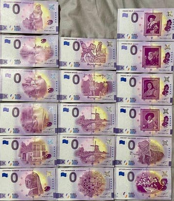 Nederland. 0 Euro Banknote Various Years (17 stuks) (Zonder