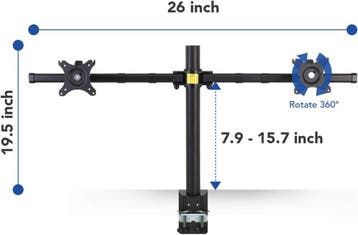 Monitor arm - 2 schermen - Draai, Kantel en Zwenkbaar - Zwar, Verzenden, Zo goed als nieuw