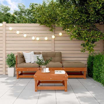 vidaXL Tuin loungeset 4 st Wasbruin Massief grenenhout, Verzenden, Nieuw, 4 zitplaatsen, Loungeset