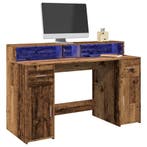 vidaXL Bureau met LED-verlichting 140x55x91 cm bewerkt hout, Huis en Inrichting, Bureaus, Verzenden, Nieuw