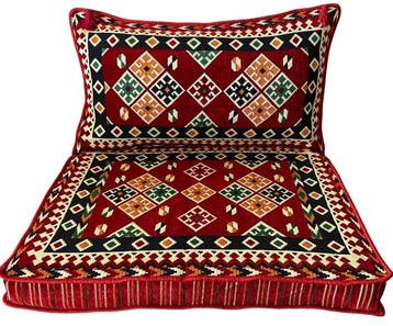 Kelim - 95 cm - 70 cm - Ottomaanse poef en kussen