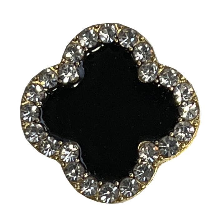 Fako Bijoux - Magnetische Mini Broche - Bloem Zwart Strass -, Sieraden, Tassen en Uiterlijk, Broches, Verzenden