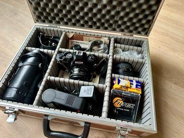 Ricoh KR-10 + lenzen + acc. | 120 / medium formaat camera, Nieuw