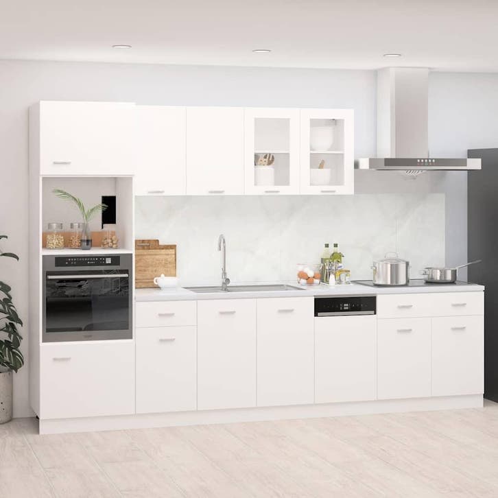 vidaXL 7-delige Keukenkastenset Lyon bewerkt hout wit, Huis en Inrichting, Keuken | Keukenelementen, Wit, Nieuw, Verzenden