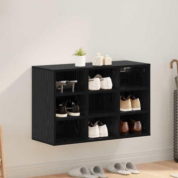 vidaXL Schoenenkast 77,5 x 30 x 51 cm Bewerkt hout Zwart, Verzenden, Nieuw