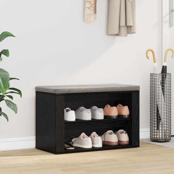 vidaXL Schoenenrek 75 x 35 x 45 cm Bewerkt hout Zwart eiken, Verzenden, Nieuw