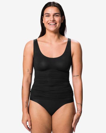 HEMA Medium corrigerend dameshemd zwart 2+1 gratis, Verzenden, Zwart