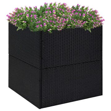 vidaXL Plantenbak 80x80x80 cm poly rattan zwart, Verzenden, Nieuw, 60 tot 100 cm, 60 cm of meer