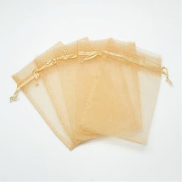 c.a. 100 x organza zakjes 7 x 9 cm goud geel, Ophalen of Verzenden, Nieuw