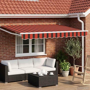 vidaXL Elektrisch Uittrekbaar Zonnescherm Oranje, Zwart, Wit, Tuin en Terras, Zonneschermen, Verzenden, Nieuw