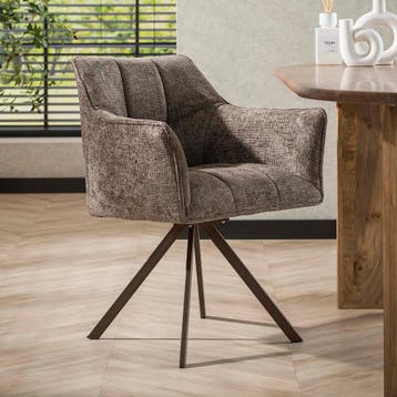 *WOONWINKEL* Draaibare Eetkamerstoel Taupe, Huis en Inrichting, Stoelen, Verzenden, Nieuw, Bruin, Stof
