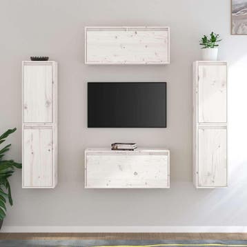 vidaXL Tv-meubelen 6 st massief grenenhout wit, Huis en Inrichting, Kasten | Televisiemeubels, Minder dan 50 cm, Verzenden, Nieuw