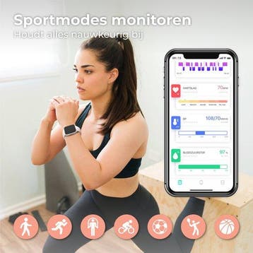 2dekans | Nuvance - Smartwatch Heren & Dames met Bluetooth -, Ophalen of Verzenden, Zo goed als nieuw, Nuvance