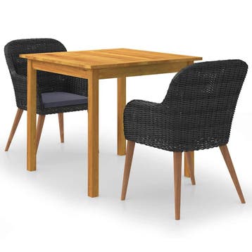 vidaXL 3-delige Tuinset zwart, 2 zitplaatsen, Nieuw, Tuinset, Verzenden