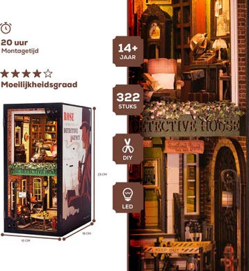 CuteBee Book Nook Rose Detective Agency – Houten 3D Puzze., Verzenden, Nieuw